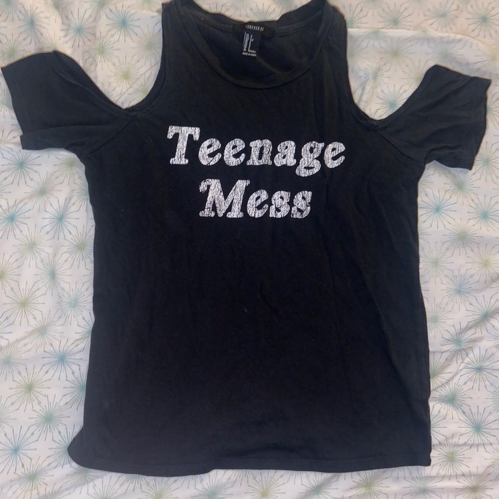 Edgy Cold Shoulder Graphic Tee
